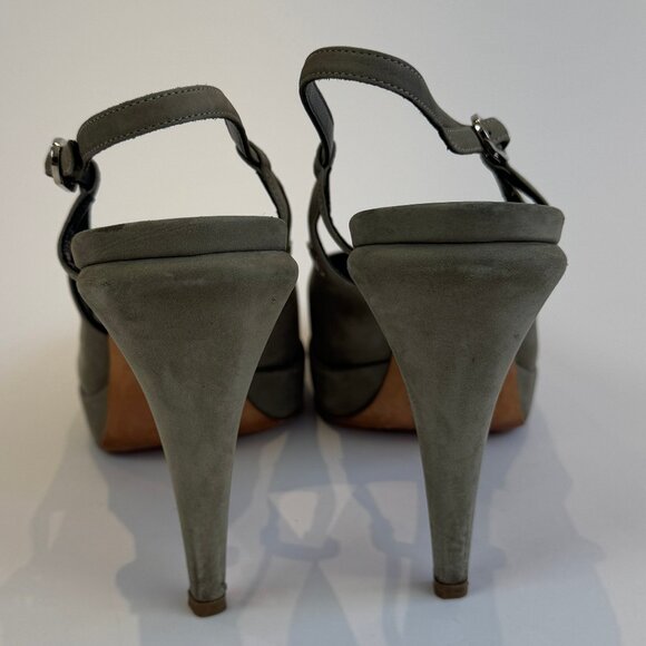 Chanel Green Suede Slingback Pumps, Size 40 1/2 EU - Picture 3 of 15